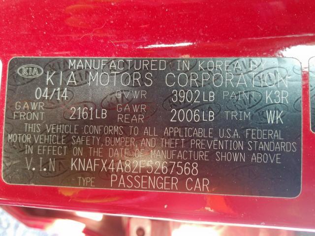 KNAFX4A82F5267568 - 2015 KIA FORTE EX  photo 10