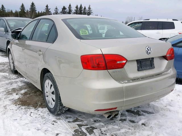 3VW2K7AJ8DM286361 - 2013 VOLKSWAGEN JETTA BASE TAN photo 3