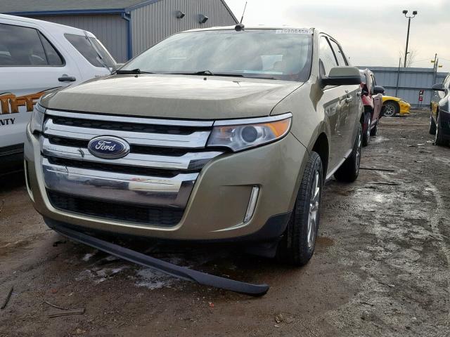 2FMDK3JC8DBB57359 - 2013 FORD EDGE SEL GREEN photo 2