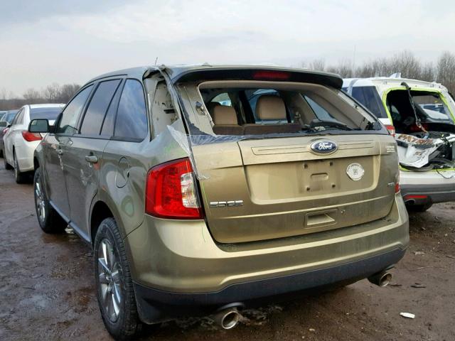 2FMDK3JC8DBB57359 - 2013 FORD EDGE SEL GREEN photo 3