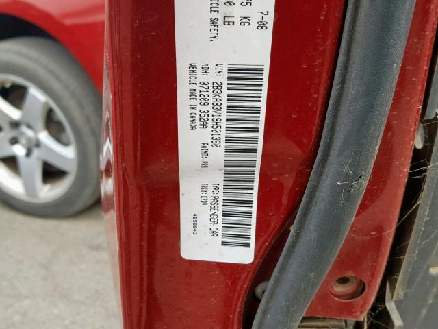 2B3KA33V19H501360 - 2009 DODGE CHARGER SX MAROON photo 10