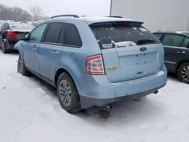 2FMDK48C68BA35603 - 2008 FORD EDGE SEL BLUE photo 3