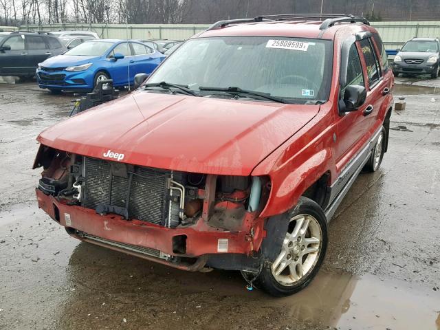 1J4GW48S84C283014 - 2004 JEEP GRAND CHER RED photo 2