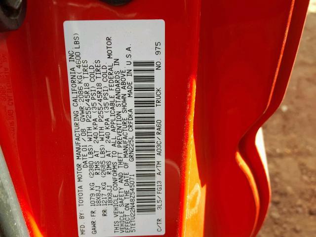 5TETU22N48Z545071 - 2008 TOYOTA TACOMA X-R RED photo 10