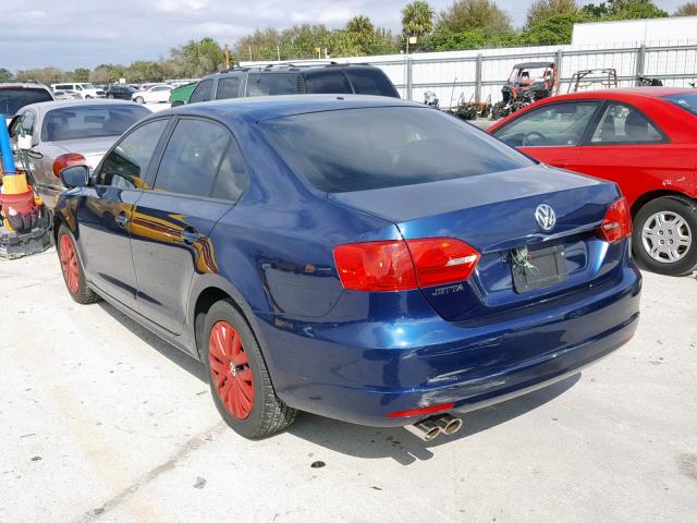 3VW2K7AJ7BM072331 - 2011 VOLKSWAGEN JETTA BASE BLUE photo 3