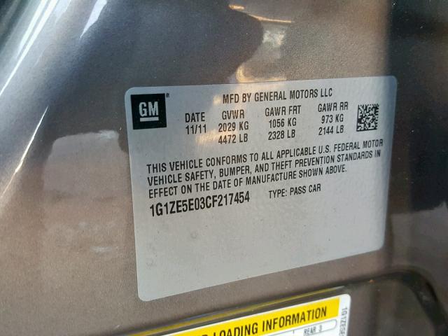 1G1ZE5E03CF217454 - 2012 CHEVROLET MALIBU LTZ GRAY photo 10