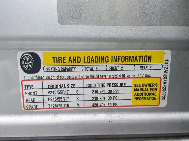 1G1ZA5E04AF280720 - 2010 CHEVROLET MALIBU LS SILVER photo 10