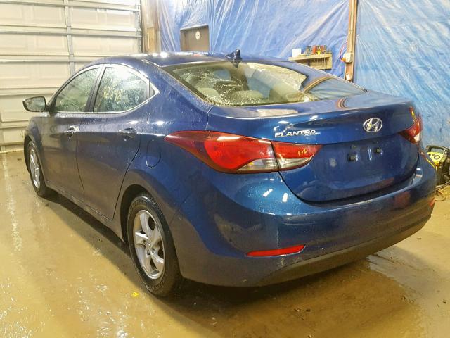 5NPDH4AE7FH591595 - 2015 HYUNDAI ELANTRA SE BLUE photo 3