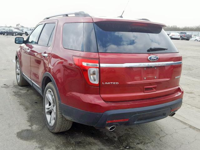 1FM5K7F8XFGB26593 - 2015 FORD EXPLORER L BURGUNDY photo 3