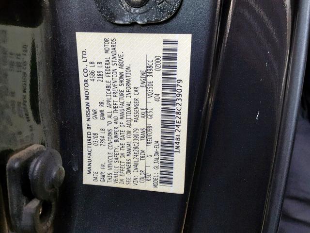 1N4BL24E28C239079 - 2008 NISSAN ALTIMA 3.5 GRAY photo 10