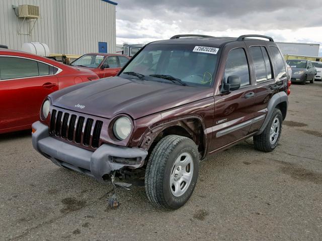 1J4GK48K14W218886 - 2004 JEEP LIBERTY SP MAROON photo 2