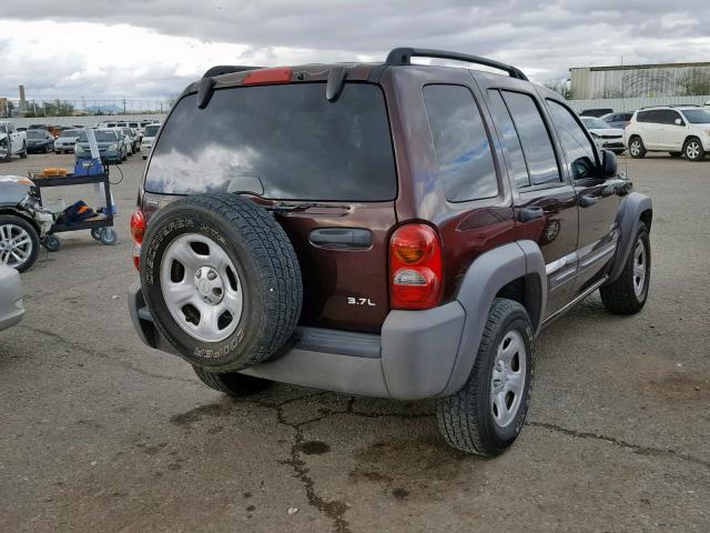 1J4GK48K14W218886 - 2004 JEEP LIBERTY SP MAROON photo 4