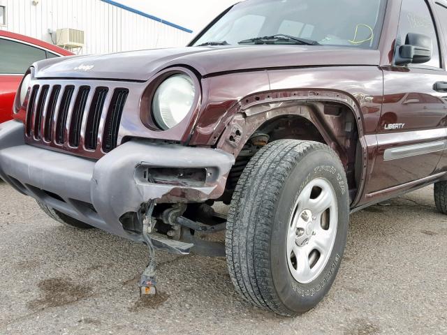 1J4GK48K14W218886 - 2004 JEEP LIBERTY SP MAROON photo 9