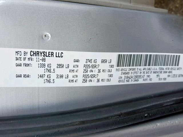 2V8HW34139R595147 - 2009 VOLKSWAGEN ROUTAN SE SILVER photo 10