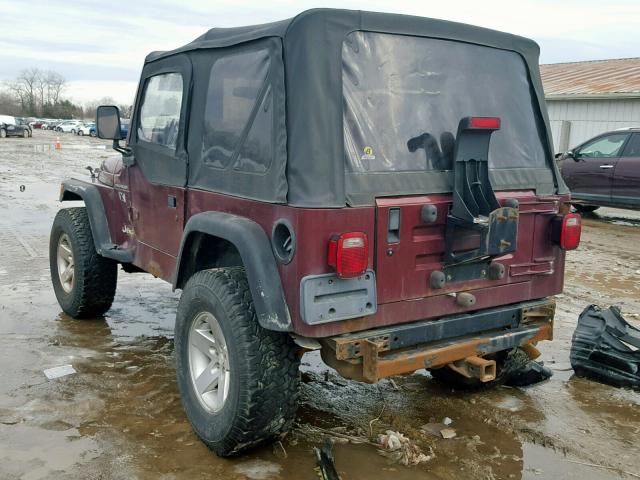 1J4FA39S22P707943 - 2002 JEEP WRANGLER / MAROON photo 3