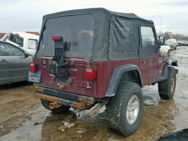 1J4FA39S22P707943 - 2002 JEEP WRANGLER / MAROON photo 4