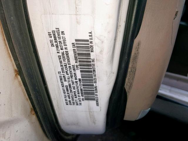 4S3BE686717214398 - 2001 SUBARU LEGACY OUT WHITE photo 10