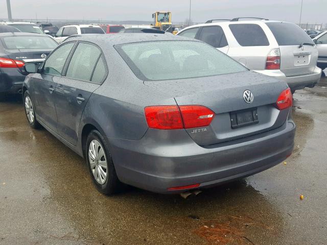 3VW2K7AJ8DM208436 - 2013 VOLKSWAGEN JETTA BASE GRAY photo 3