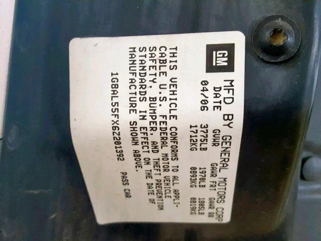 1G8AL55FX6Z201392 - 2006 SATURN ION LEVEL SILVER photo 10