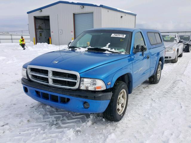 1B7FL26XXWS641140 - 1998 DODGE DAKOTA BLUE photo 2