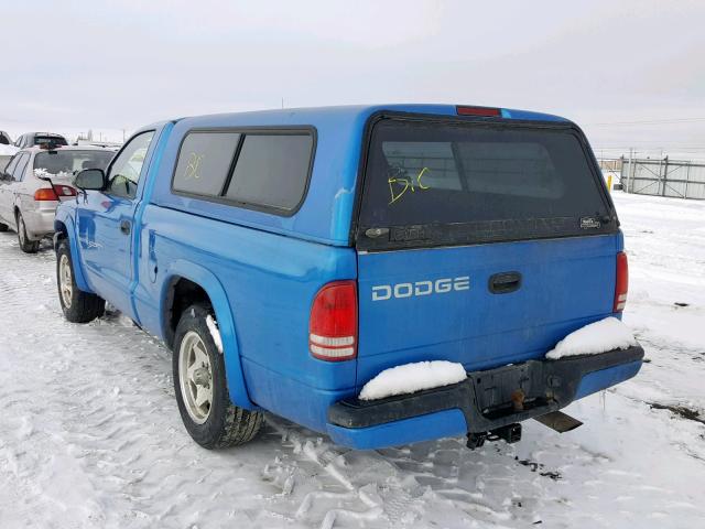 1B7FL26XXWS641140 - 1998 DODGE DAKOTA BLUE photo 3