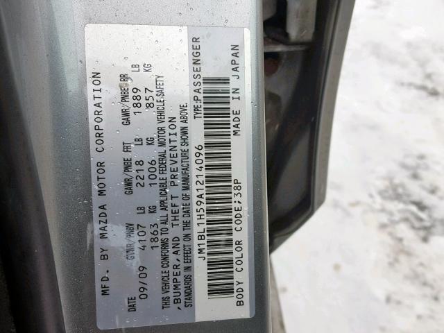 JM1BL1H59A1214096 - 2010 MAZDA 3 S SILVER photo 10