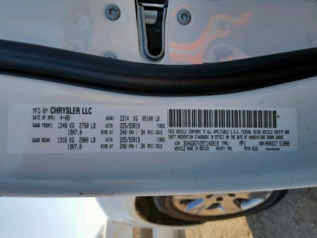 3D4GG67V29T142819 - 2009 DODGE JOURNEY R/ WHITE photo 10