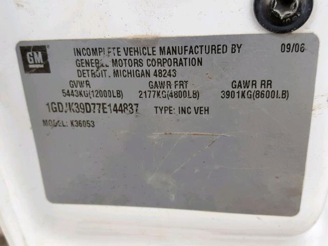 1GDJK39D77E144837 - 2007 GMC NEW SIERRA WHITE photo 10