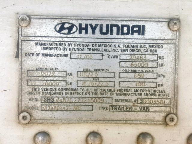 3H3V482C27T245009 - 2007 HYUNDAI REEFER WHITE photo 10