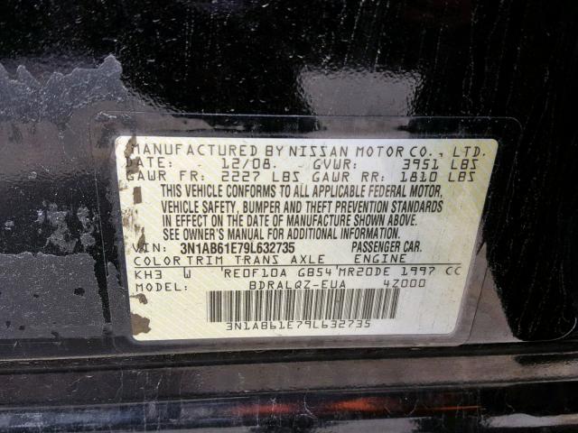 3N1AB61E79L632735 - 2009 NISSAN SENTRA 2.0 BLACK photo 10