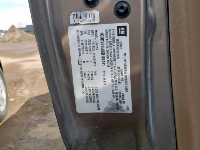 1GNDV23L66D164141 - 2006 CHEVROLET UPLANDER L 金色 照片 10