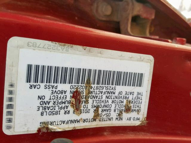 5Y2SL62874Z402220 - 2004 PONTIAC VIBE RED photo 10