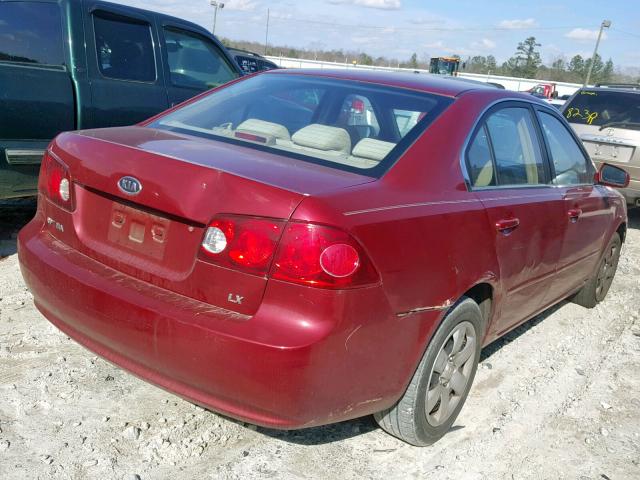 KNAGE123375090817 - 2007 KIA OPTIMA RED photo 4