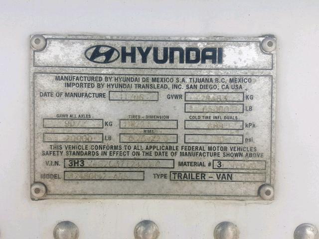 3H3V482C37T245018 - 2007 HYUNDAI REEFER WHITE photo 10