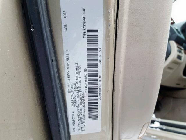 4S3BL856084212364 - 2008 SUBARU LEGACY 3.0 TAN photo 10