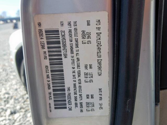 2C3KA53G86H271604 - 2006 CHRYSLER 300 TOURIN SILVER photo 10