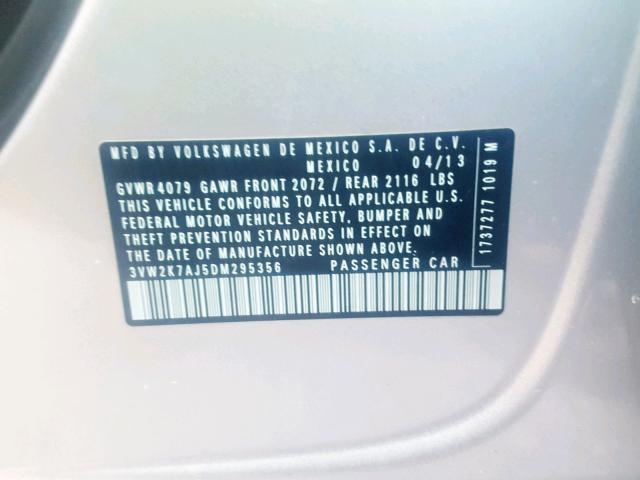 3VW2K7AJ5DM295356 - 2013 VOLKSWAGEN JETTA BASE SILVER photo 10