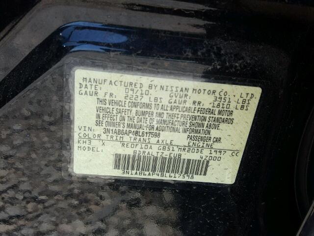 3N1AB6AP4BL617598 - 2011 NISSAN SENTRA 2.0 BLACK photo 10