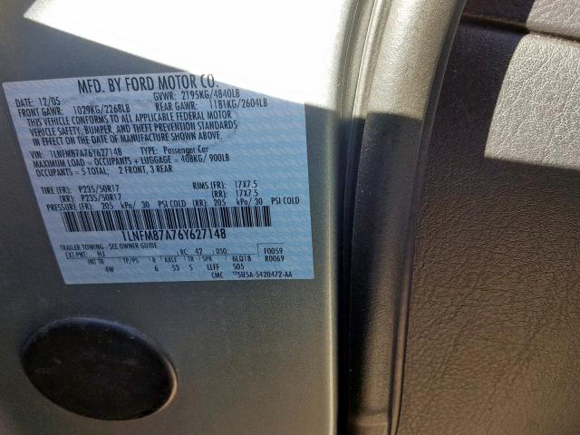 1LNFM87A76Y627148 - 2006 LINCOLN LS SILVER photo 10
