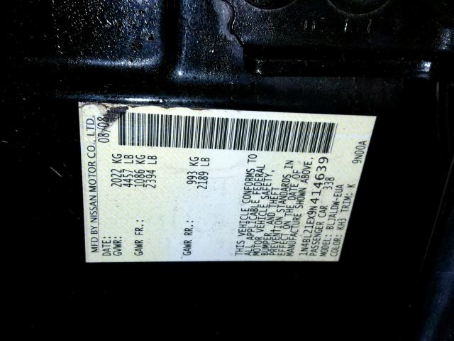 1N4BL21EX9N414639 - 2009 NISSAN ALTIMA 3.5 BLACK photo 10