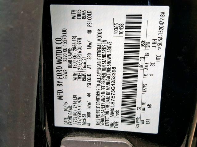 NM0LS7E73G1253398 - 2016 FORD TRANSIT CO BLACK photo 10