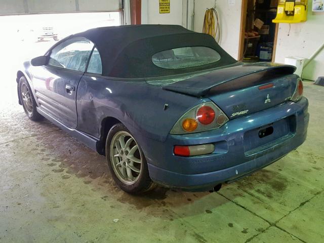 4A3AE75H23E028934 - 2003 MITSUBISHI ECLIPSE SP BLUE photo 3