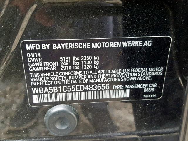 WBA5B1C55ED483656 - 2014 BMW 535 I BLACK photo 10