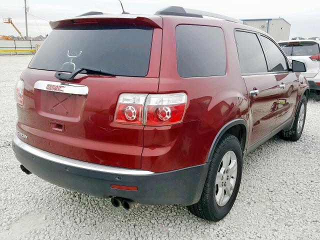 1GKLRLED8AJ189450 - 2010 GMC ACADIA SLE BURGUNDY photo 4