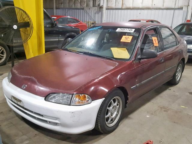 JHMEG8549NS015439 - 1992 HONDA CIVIC DX RED photo 2