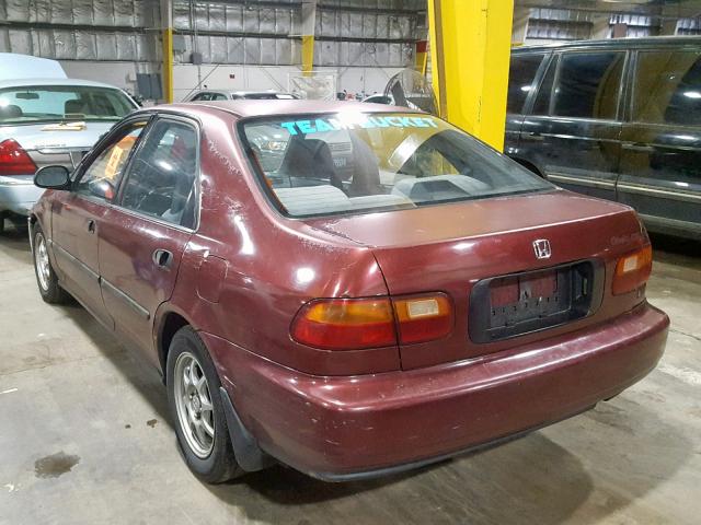 JHMEG8549NS015439 - 1992 HONDA CIVIC DX RED photo 3