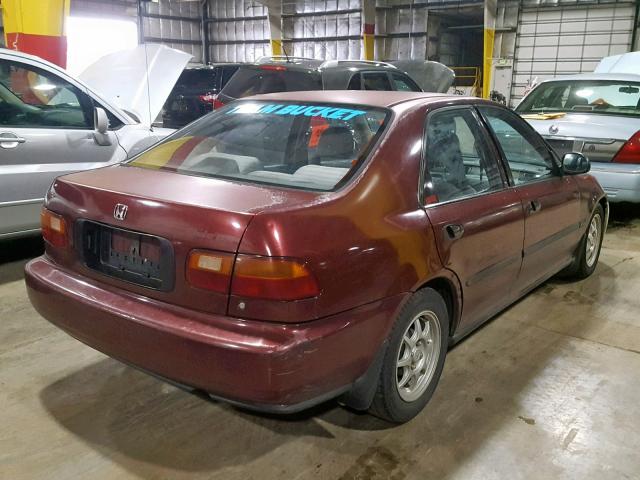 JHMEG8549NS015439 - 1992 HONDA CIVIC DX RED photo 4