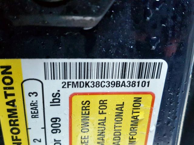 2FMDK38C39BA38101 - 2009 FORD EDGE SEL BLUE photo 10