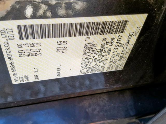 1N4AL2AP3CN535307 - 2012 NISSAN ALTIMA BAS GRAY photo 10