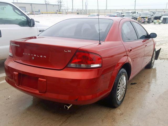 1C3EL46R42N305084 - 2002 CHRYSLER SEBRING LX RED photo 4